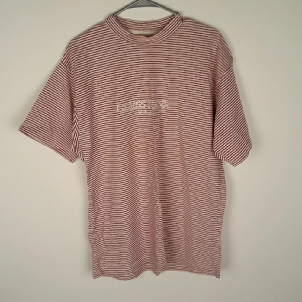 GUESS Vintage Rare Red Striped Shirt Asap Rocky Mens Medium Short Sleeve T Shirt - Picture 7 of 8